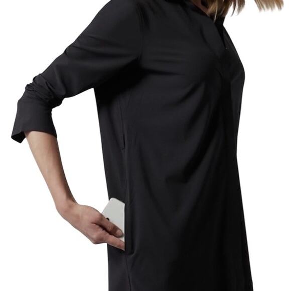 Athleta Urbanite Dress Sz M Black #846038 Travel Casual Comfort Work Momcore Tie - Picture 4 of 16